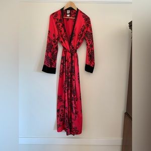 In Bloom long red silky robe size M